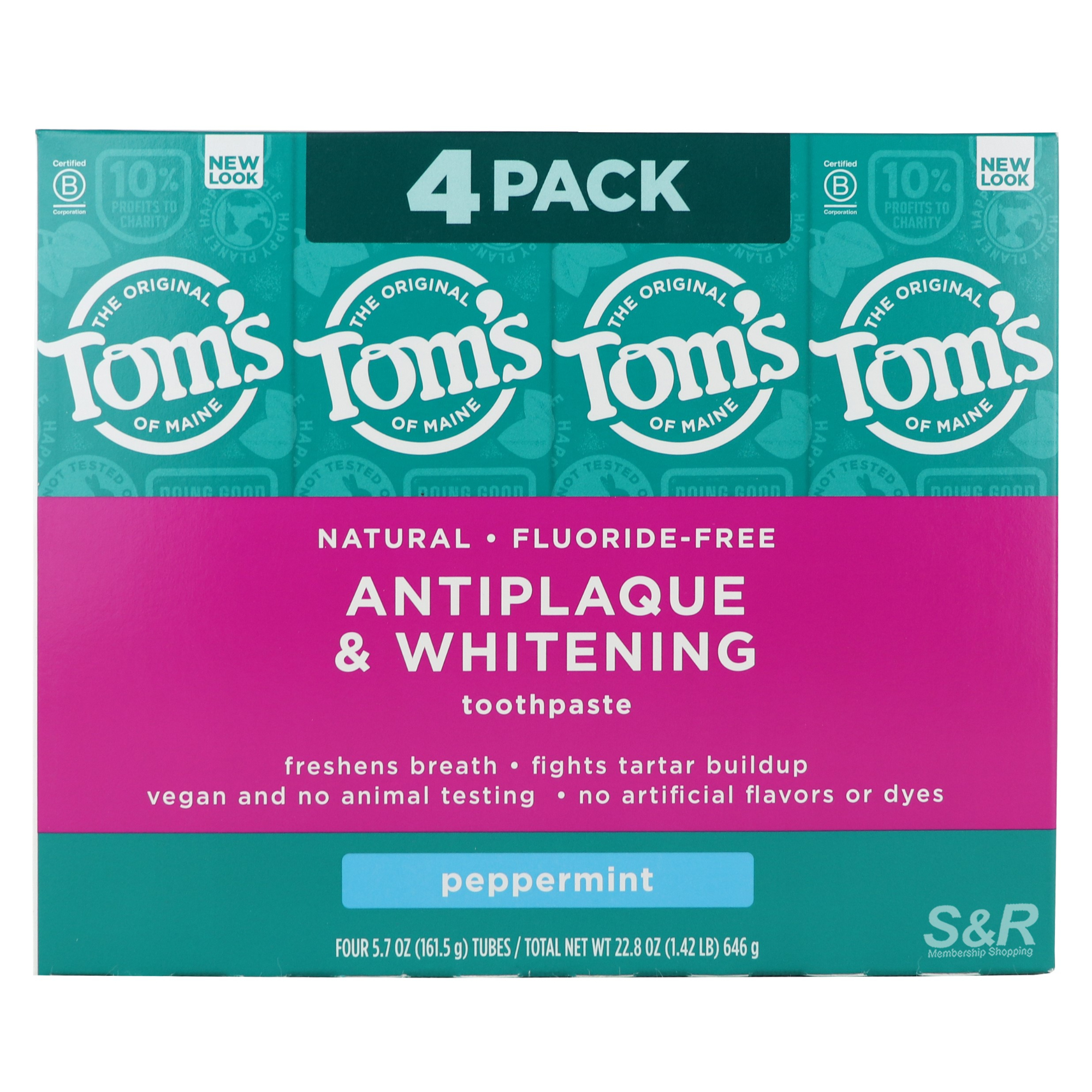 Tom's Antiplaque & Whitening Toothpaste (161.5g x 4pcs)